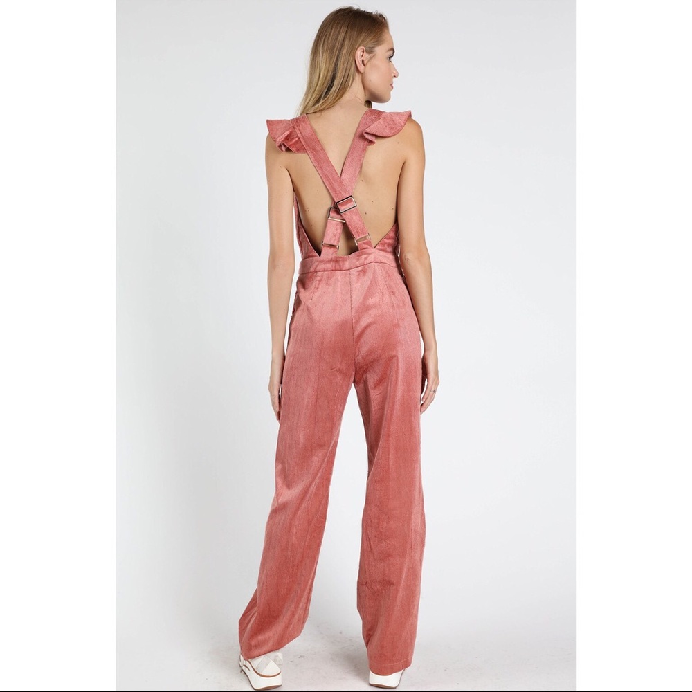 Pink Corduroy Ruffle Dungarees - Picture 5 of 8